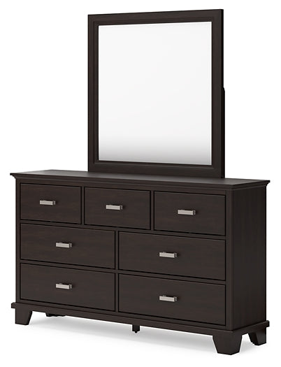 Covetown Twin Panel Bed with Mirrored Dresser and 2 Nightstands