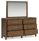 Cabalynn King Upholstered Bed with Mirrored Dresser and 2 Nightstands