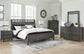 Montillan King Panel Bed with Mirrored Dresser and Nightstand